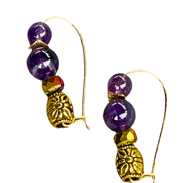 Amethyst with Gold Hoop Earrings