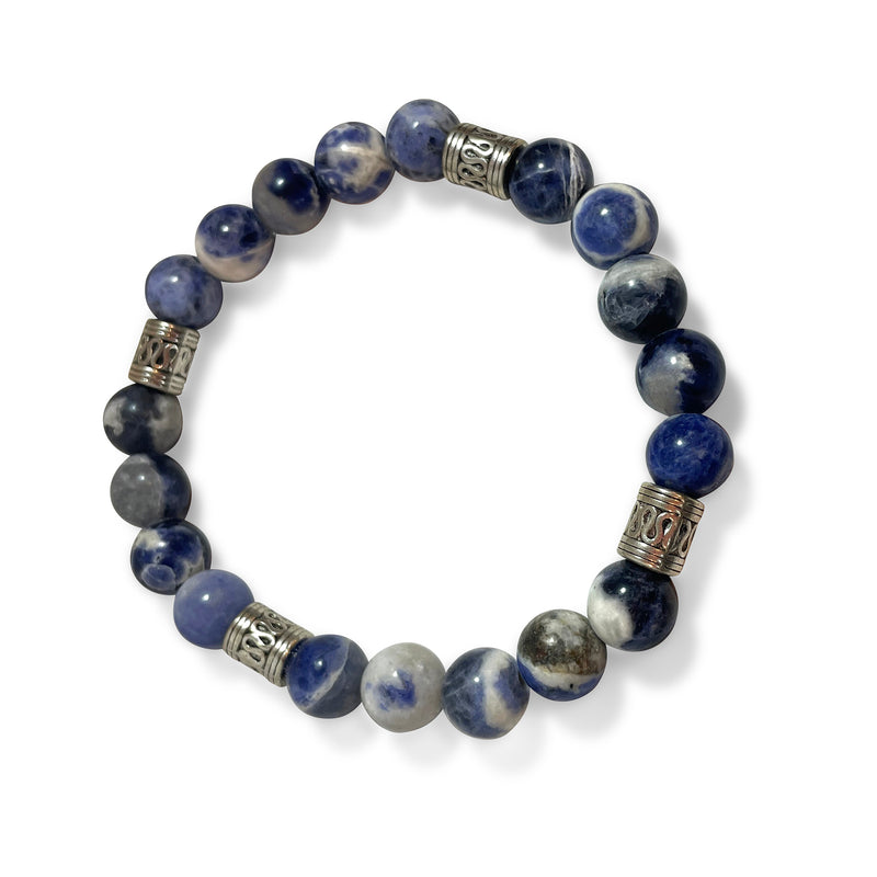 Sodalite with Silver Egyptian Accents Bracelet