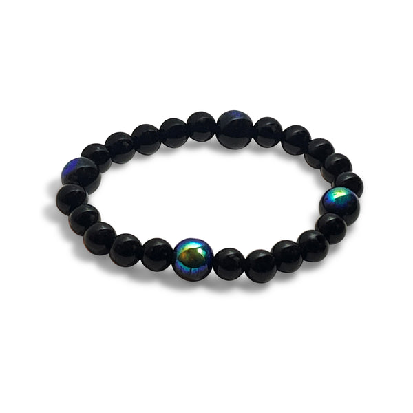 Black Jasper with Iridescent Beads